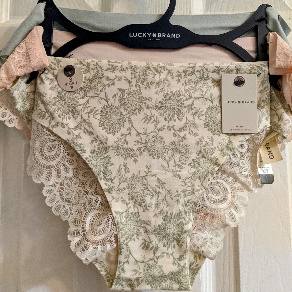 NWT Lucky Brand 3-pack Lg Super Soft Bikinis